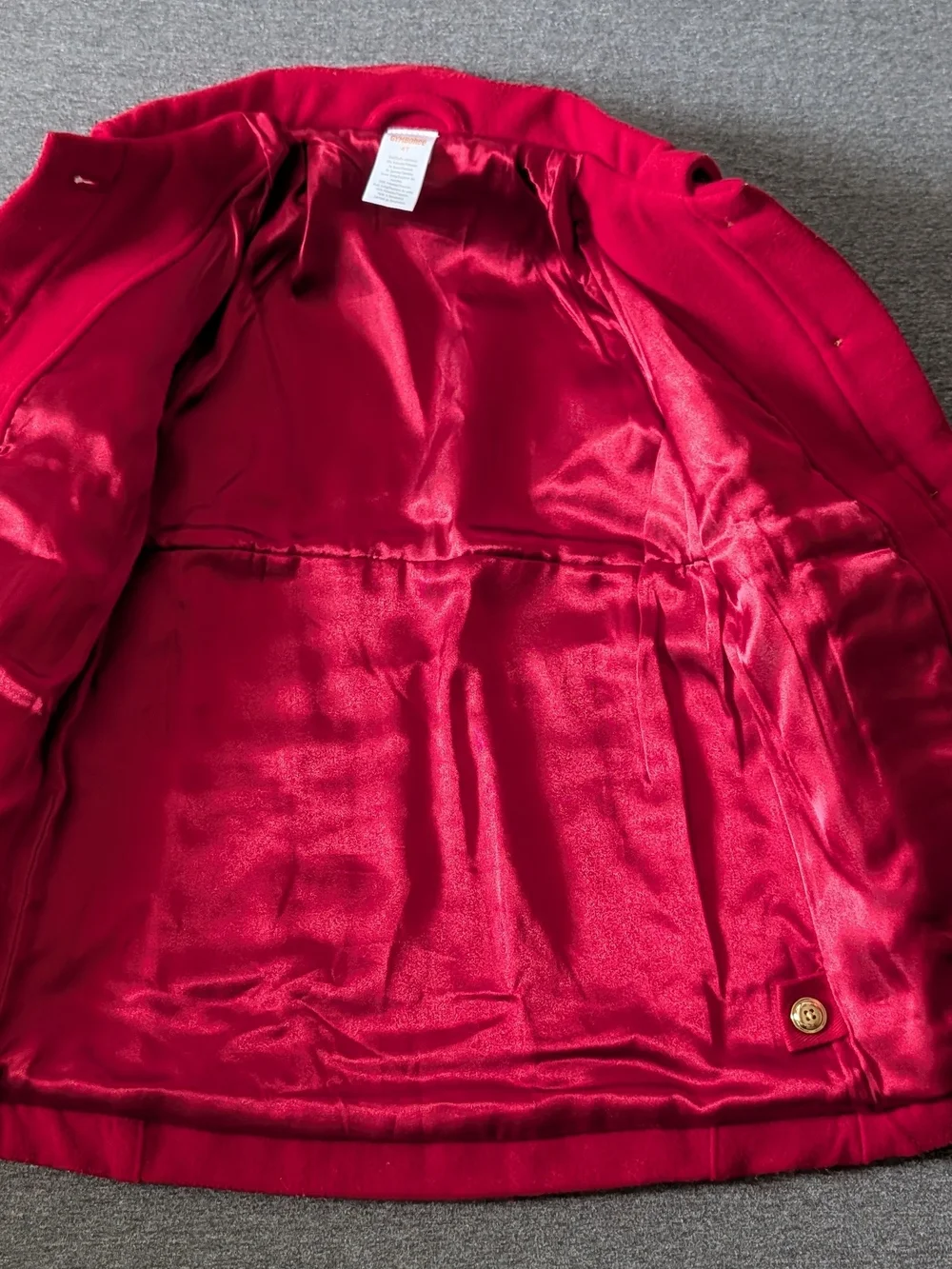 Gymboree Red Girls' Pea Coat with Bow and Gold Buttons